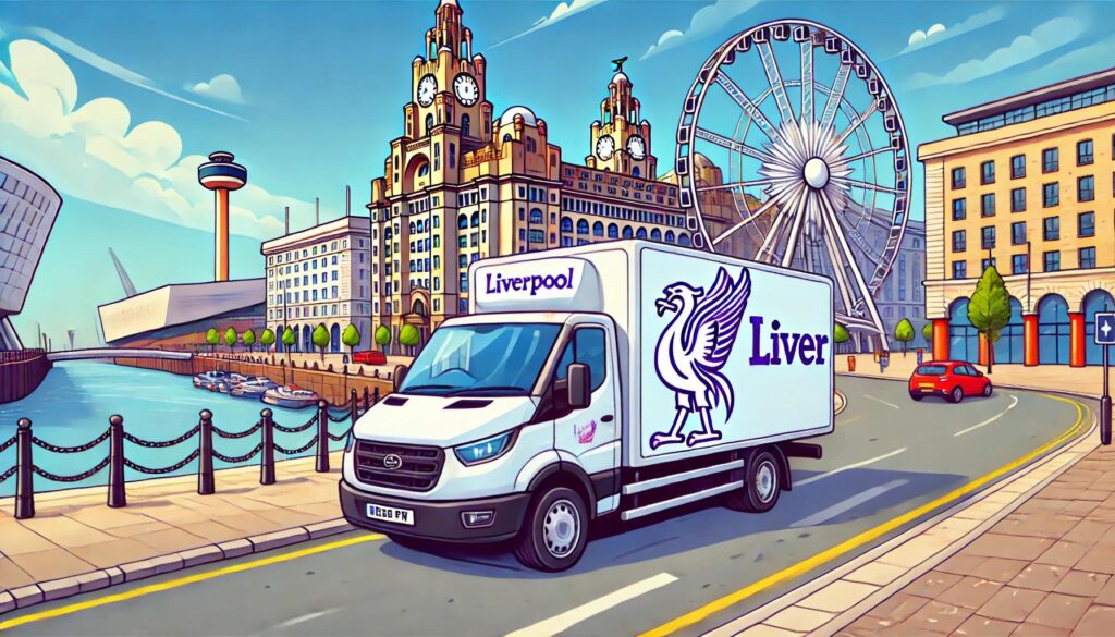 a man with a van liverpool driving along the liverpool waterfront