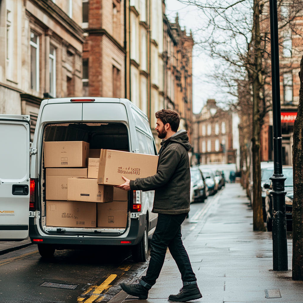 a man with a van liverpool carrying out a delivery and courier service