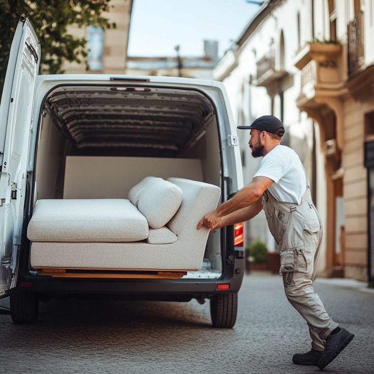 a man picking up a sofa in liverpool